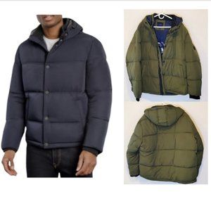 Lucky Brand Men's Full Zip Heavyweight Puffer Jacket Sz XL Dark BLUE Hood NWT